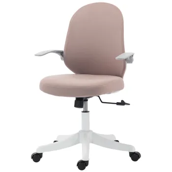 HOMCOM Scaun de Birou Ergonomic cu Brate Rabatabile si Inaltime Reglabila, Mesh Respirabil,  60,5x54x99 cm, Roz | Aosom Romania imagine