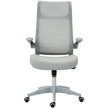 HOMCOM Scaun de birou ergonomic cu cotiere reglabile si tetiera, gri | Aosom Romania imagine