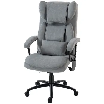 HOMCOM Scaun de birou ergonomic cu masaj cu 4 puncte de framantare, fotoliu cu spatar inalt tip fluture, sezut lat, gri | Aosom Romania imagine