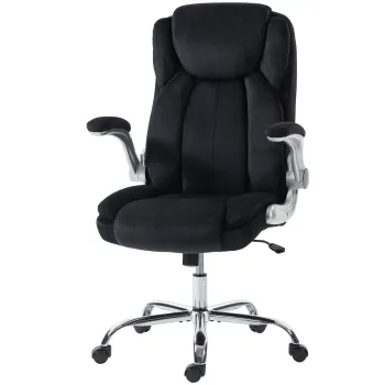 HOMCOM Scaun de birou ergonomic cu spatar inalt brate rabatabile sezut cu arcuri inaltime reglabila Negru | Aosom Romania imagine