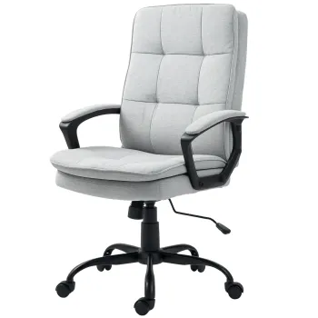 HOMCOM Scaun de Birou Ergonomic cu Spatar Inalt, Inaltime Reglabila, Functie de Leagan si Brate, 63x70x102-112 cm, Gri | Aosom Romania imagine