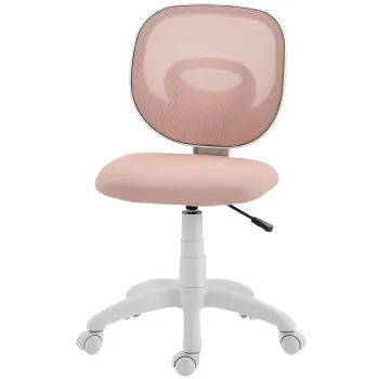 HOMCOM Scaun de birou ergonomic cu suport spate in forma de C, reglabil pe inaltime Roz | Aosom Romania imagine