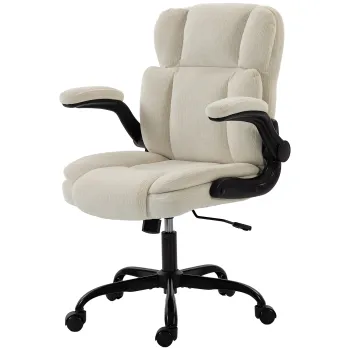 HOMCOM Scaun de Birou Ergonomic din Chenila, Functie Balans, Brate Rabatabile, Inaltime Reglabila, 70x67x108cm, Bej | Aosom Romania imagine
