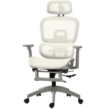HOMCOM Scaun de birou ergonomic din plasa cu brate 3D, inclinat la 135?, tetiera reglabila, bej | Aosom Romania imagine