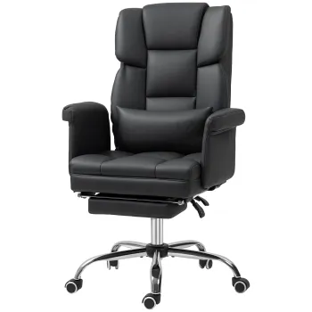 HOMCOM Scaun de birou ergonomic, inaltime reglabila 48-56 cm, spatar reglabil, suport pentru picioare, Negru | Aosom Romania imagine