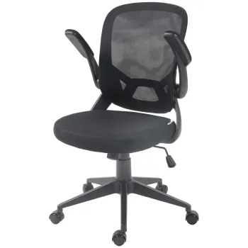 HOMCOM Scaun de Birou Ergonomic Pivotant cu Inaltime Reglabila, Scaun de Birou cu Balansoar si Tesatura din Plasa Respirabila, 59x58x96-106 cm, Negru imagine