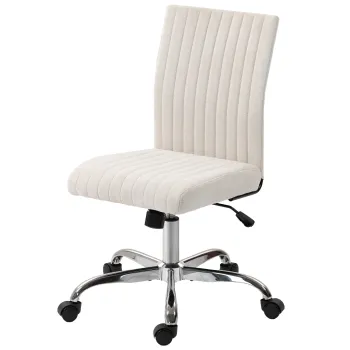 HOMCOM Scaun de birou fara accoudoirs, fauteuil de birou, inaltime reglabila si pivotant 360?, 43 x 56 x 78-88 cm, crem | Aosom Romania imagine