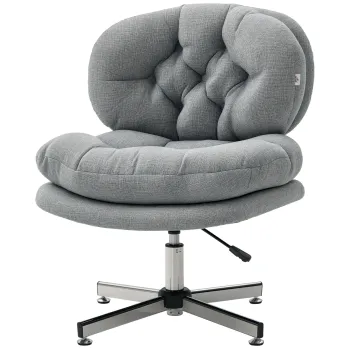 HOMCOM Scaun de birou fara brate, scaun de birou confortabil cu sezut tapitat si inaltime reglabila, Gri | Aosom Romania imagine