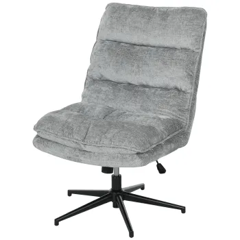 HOMCOM Scaun de birou fara brate, scaun de birou invartibil cu acoperire moale din material textil, inaltime reglabila, picioare din otel, Gri | Aosom Romania imagine