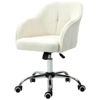 HOMCOM Scaun de birou, fauteuil de birou ergonomic, inaltime reglabila, sezut si spatar umplute, crem | Aosom Romania imagine