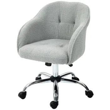 HOMCOM Scaun de birou, fotoliu de birou ergonomic, inaltime reglabila, sezut si spatar umplute, gri | Aosom Romania imagine