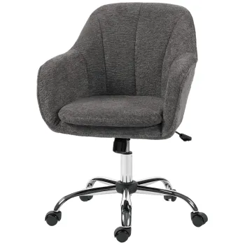 HOMCOM Scaun de birou, fotoliu de birou ergonomic reglabil pe inaltime, sezut pivotant, functie de balans, gri | Aosom Romania imagine