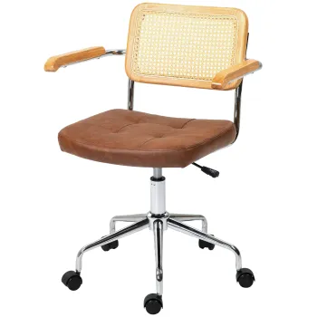 HOMCOM Scaun de birou fotoliu de birou functie basculanta inaltime reglabila sezut pivotant 60l x 55,5P x 82-90H cm maro | Aosom Romania imagine