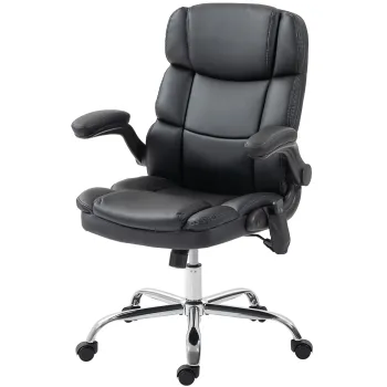 HOMCOM Scaun de Birou Masant Vibrant la 4 Puncte cu Functie de Dondolo si Incalzire, Scaun de Birou, Scaun pentru Birou in Piele PU cu Brate Pliabile si Inaltime Reglabila, Negru | Aosom Romania imagine