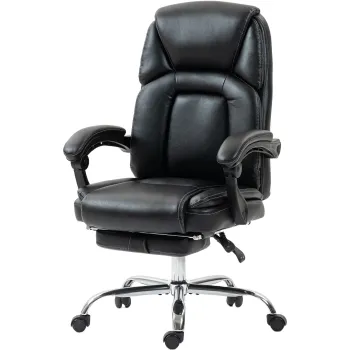 HOMCOM Scaun de birou rabatabil cu suport pentru picioare si capacitate de 120 kg, negru | Aosom Romania imagine