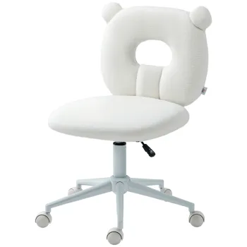 HOMCOM Scaun de birou reglabil in inaltime, cu captuseala Teddy, 50 cm x 56 cm x 90 cm, Alb | Aosom Romania imagine