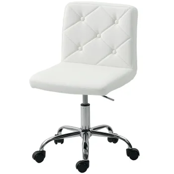 HOMCOM Scaun de Birou Reglabil pe Inaltime cu Tapiterie cu Nasturi Alb | Aosom Romania imagine