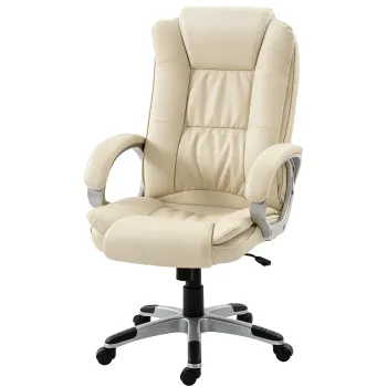 HOMCOM Scaun de Birou Rotativ din PU, Functie Balansare, Spatar Inalt, Inaltime Reglabila, Capacitate 120kg, Negru | Aosom Romania imagine