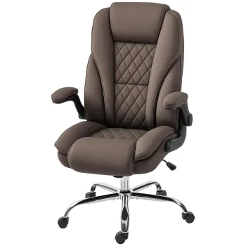 HOMCOM Scaun de birou, scaun birou ergonomic, inaltime reglabila, brate rabatabile, 70 x 70 x 114-122 cm, maro | Aosom Romania imagine