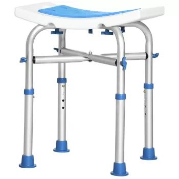 HOMCOM Scaun de dus pentru persoane in varsta, scaun de dus reglabil pe inaltime cu spatar si brate captusite, alb | AOSOM RO imagine