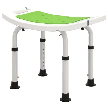 HOMCOM Scaun de Dus reglabil in Inaltime Taburet de Dus Ergonomic Picioare anti-alunecare Greutate Max. 135 kg aluminiu HDPE Verde | Aosom Romania imagine