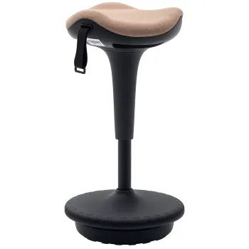 HOMCOM Scaun de echilibru, sezut mobil, rotativ, reglabil in inaltime, ergonomic, 34 x 34 x 68,5-83,5 cm, Maro | Aosom Romania imagine