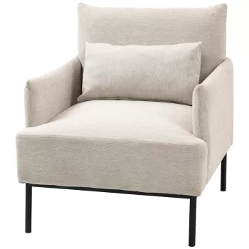 HOMCOM Scaun de Efect din Panza, Fotoliu, Fotoliu Modern pentru Camera de Zi cu Picioare din Otel si Perne pentru Dormitor, Alb crem; imagine