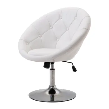 HOMCOM Scaun de lucru rotativ Scaun rotativ Scaun de birou cromat reglabil inaltime, piele ecologica+otel, Negru/Alb, 71x59x78-90cm (Alb) | Aosom Romania imagine