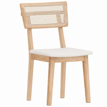 HOMCOM Scaun de Masa, Spatar din Rachita, Sezut din Piele Ecologica, Lemn de Cautiuc, Lemn Natural | Aosom Romania imagine