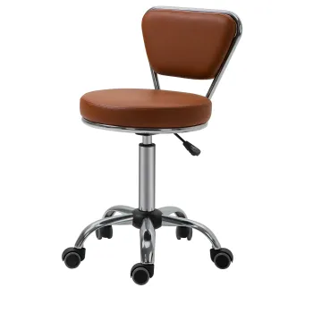 HOMCOM Scaun de masaj Vintage - scaun de lucru rotativ 360? - inaltime sezut reglabil 49-64 cm - acoperire sintetica maro metal cromat | Aosom Romania imagine