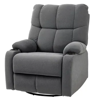 HOMCOM Scaun de relaxare cu suport pentru picioare, scaun de asezare, drehbar, pana la 150 kg, cadru din otel, 88x96x108cm, Gri inchis | Aosom Romania imagine