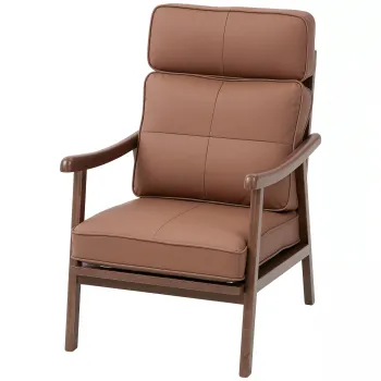 HOMCOM Scaun de Sufragerie Tapizat in PU cu Cadru din Lemn Pernite Acolchado Groase Maro si Lemn Nuc | Aosom Romania imagine