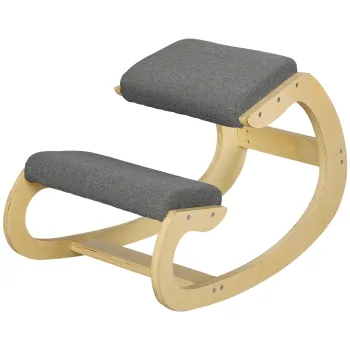 HOMCOM Scaun ergonomic basculant pentru biroul de acasa, pentru imbunatatirea posturii corpului, Gri | Aosom Romania imagine