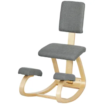 HOMCOM Scaun Ergonomic cu Miscare de Leganare, Scaun Ergonomic Postural din Tesatura, 51x84x93 cm, Gri | Aosom Romania imagine