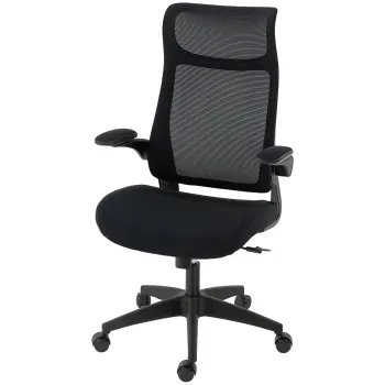 HOMCOM Scaun ergonomic de birou cu cotiere 3D, spatar din plasa, spatar in forma de S, tetiera, functie balans, Negru | Aosom Romania imagine