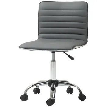 HOMCOM Scaun Ergonomic de Birou cu Inaltime Reglabila, Sezut Pivotant si 5 Rotile, 48x52x78-90 cm, Gri Inchis | Aosom Romania imagine