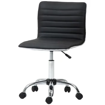 HOMCOM Scaun Ergonomic de Birou din Piele Ecologica cu Inaltime Reglabila, Sezut Rotativ si 5 Rotile, 48x52x90 cm, Negru | Aosom Romania imagine