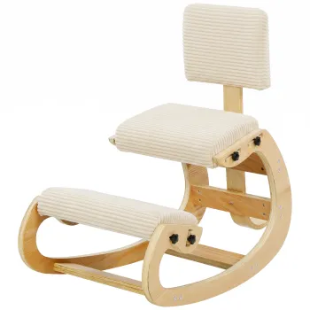 HOMCOM Scaun ergonomic pentru genunchi, scaun genunchi cu spatar, aspect cord, scaun de birou pentru acasa, birou, meditatie, alb crem | Aosom Romania imagine