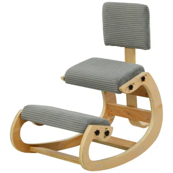 HOMCOM Scaun ergonomic pentru genunchi, scaun-genunchi cu spatar, aspect corduroy, scaun de birou pentru acasa, birou, meditatie, gri inchis | Aosom Romania imagine