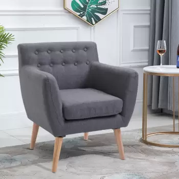 Homcom Scaun Fotoliu de Design Dormitor Salon Moderna Gri imagine