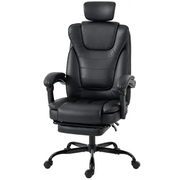 HOMCOM Scaun Gaming Ergonomic, Fotoliu Gaming Inclinabil din Piele Sintetica, Inaltime Reglabila, Suport Cap 2D, Negru | Aosom Romania imagine