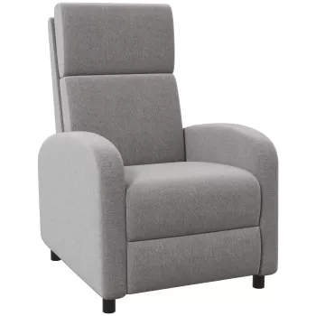HOMCOM Scaun Inclinabil Modern, Canapea Single din Tesatura de Panza, Scaune de Teatru pentru Acasa cu Brate si Spatar Bine Umplute, Gri imagine