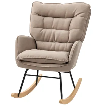 HOMCOM Scaun leagan, sezut generos, spatar inalt, cadru din lemn de fag, pana la 120 kg, Maro | Aosom Romania imagine