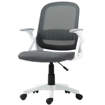 HOMCOM Scaun mesh respirabil, scaun rotativ ergonomic cu brate rabatabile si suport lombar, gri | Aosom Romania imagine