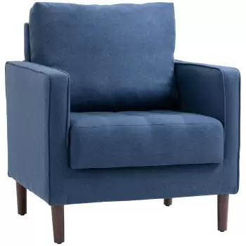 HOMCOM Scaun modern tapitat , fotoliu din lemn natural, scaun de sufragerie cu picioare din lemn de cauciuc | AOSOM RO imagine