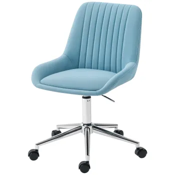 HOMCOM Scaun pentru Birou cu Inaltime Reglabila din Silicon PU, Albastru | Aosom Romania imagine