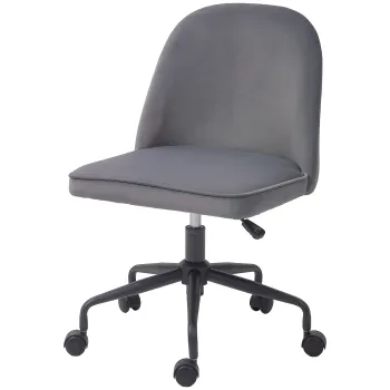 HOMCOM Scaun pentru Birou, Scaun din Catifea, Scaun Reglabil pe Inaltime cu Roti Pivotante si Spatar Central, 52x52x80-88 cm, Gri imagine