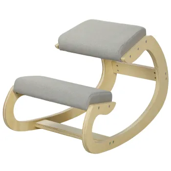 HOMCOM Scaun pentru genunchi din tesatura cu aspect de in si lemn, Gri deschis | Aosom Romania imagine