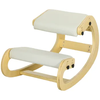HOMCOM Scaun pentru genunchi, scaun ergonomic din lemn cu functie de balans, scaun reglabil pentru birou de acasa | Aosom Romania imagine