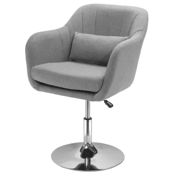 HOMCOM Scaun Pivotant la 360? cu Inaltime Reglabila din Material Respirabil, Scaun Modern cu Perna, Suport Lombar si Cotiere, 60x60x79-91 cm, Gri imagine